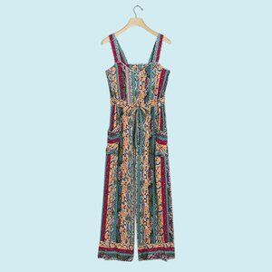 Anthropologie CALAIS Jumpsuit Women's Small Floral Multicolor Bohemian Pockets